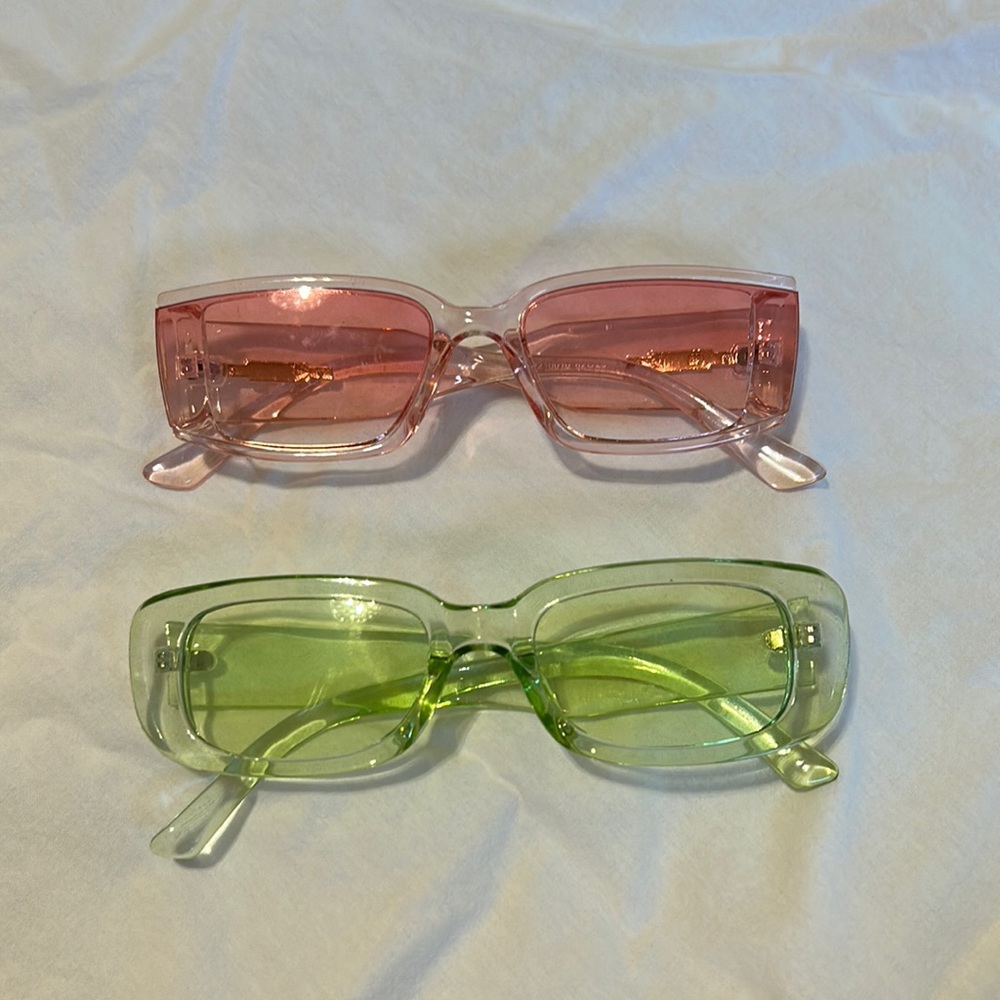 2 pairs colourful sunglasses